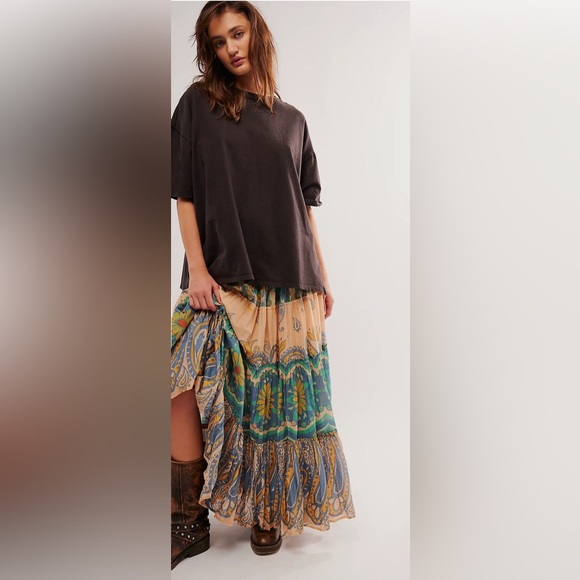 Free People Blue Sky Combo Convertible Maxi Skirt–Size Small brand new with tag - Picture 3 of 16